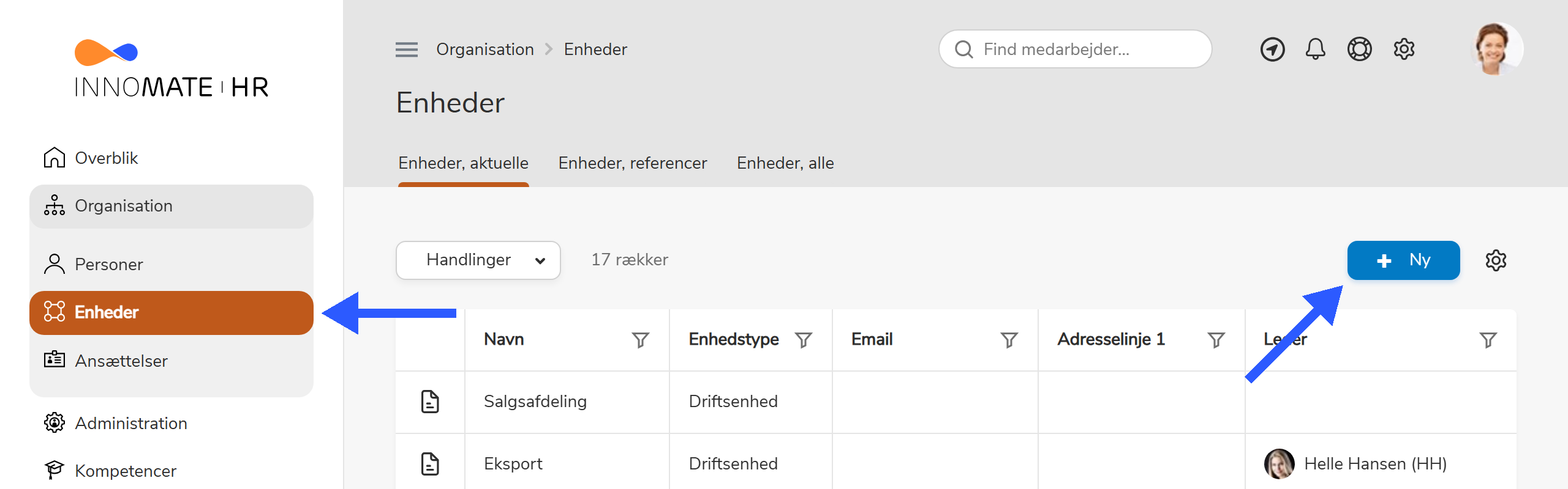 Opret enhed